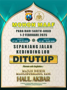 Pemberitahuan Penutupan Jalan Kedinding Lor pada 1-2 Februari 2025